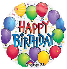  A vibrant "Happy Birthday" balloon with colorful letters and festive designs, ready to brighten up a birthday celebration with joy and excitement.